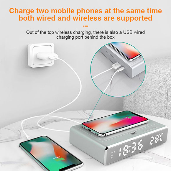 Newest private mould multifunctional Clock Disinfection Box with Wireless Charger LWS-6025